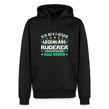 Ich bin dieser legendäre Ruderer - Männer Premium Bio Hoodie - Schwarz - Vorne - Nico (187cm)