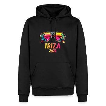 Ibiza 2024 - Männer Premium Bio Hoodie - Schwarz - Vorne - Nico (187cm)