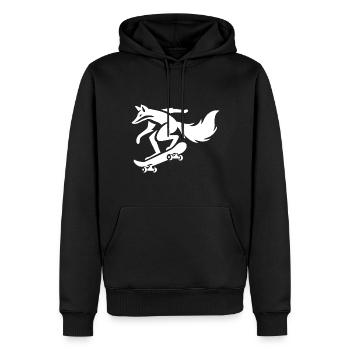 Minimalistischer Fuchs auf Skateboard Silhouette S - Männer Premium Bio Hoodie - Schwarz - Vorne - Nico (187cm)