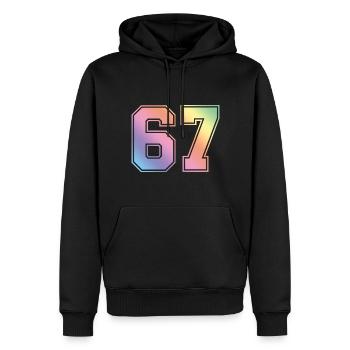 67 Numéro coloré - Sweat à capuche Premium bio Homme - noir - Devant - Nico (187cm)