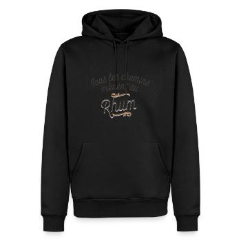 Tous les chemins menent au rhum 🥃 CADEAU HUMOUR - Sweat à capuche Premium bio Homme - noir - Devant - Nico (187cm)
