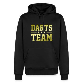 Darts Team - Männer Premium Bio Hoodie - Schwarz - Vorne - Nico (187cm)