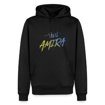 Amira - Männer Premium Bio Hoodie - Schwarz - Vorne - Nico (187cm)