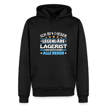 Ich bin dieser legendäre Lagerist - Männer Premium Bio Hoodie - Schwarz - Vorne - Nico (187cm)