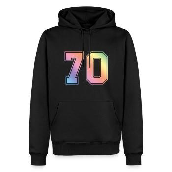 70 Number Colorful - Men’s Premium Organic Hoodie - black - Front - Nico (187cm)