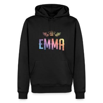 Emma - Männer Premium Bio Hoodie - Schwarz - Vorne - Nico (187cm)