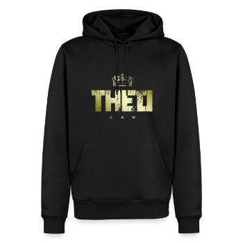 Theo - Männer Premium Bio Hoodie - Schwarz - Vorne - Nico (187cm)