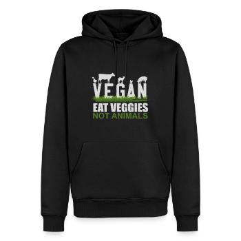 MANGEZ DES LÉGUMES, PAS DES ANIMAUX - Sweat à capuche Premium bio Homme - noir - Devant - Nico (187cm)