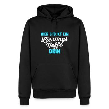 Neffe - Männer Premium Bio Hoodie - Schwarz - Vorne - Nico (187cm)
