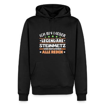 Ich bin dieser legendäre Steinmetz - Männer Premium Bio Hoodie - Schwarz - Vorne - Nico (187cm)