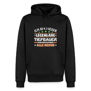 Ich bin dieser legendäre Tiefbauer - Männer Premium Bio Hoodie - Schwarz - Vorne - Nico (187cm)