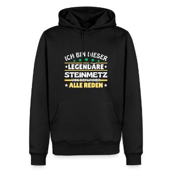 Ich bin dieser legendäre Steinmetz - Männer Premium Bio Hoodie - Schwarz - Vorne - Nico (187cm)
