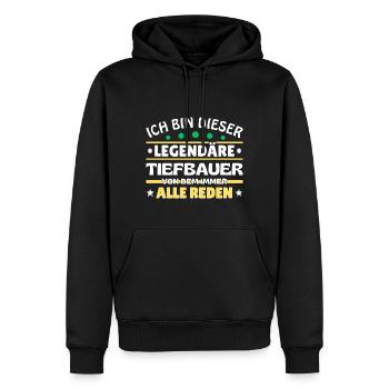 Ich bin dieser legendäre Tiefbauer - Männer Premium Bio Hoodie - Schwarz - Vorne - Nico (187cm)