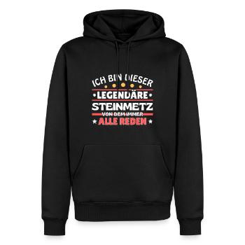 Ich bin dieser legendäre Steinmetz - Männer Premium Bio Hoodie - Schwarz - Vorne - Nico (187cm)