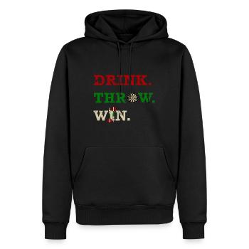 Darts Drink Throw Win Frackles - Männer Premium Bio Hoodie - Schwarz - Vorne - Nico (187cm)