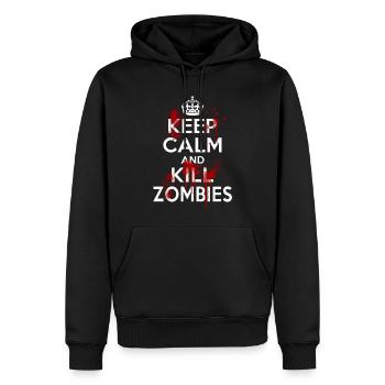 Bleib ruhig und töte Zombies Carry On Blood Splatter - Männer Premium Bio Hoodie - Schwarz - Vorne - Nico (187cm)
