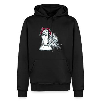 Weißes Pferd mit Bandana Pferde - Männer Premium Bio Hoodie - Schwarz - Vorne - Nico (187cm)