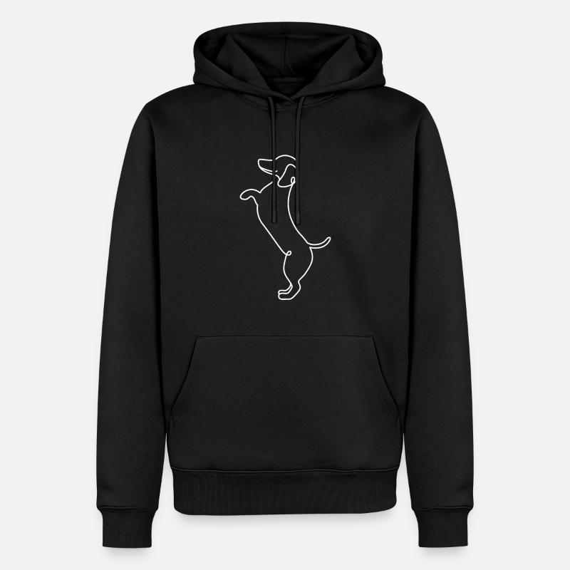 Single Line Design - Dackel - Männer Premium Bio Hoodie - Schwarz