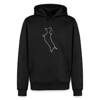 Conception à ligne unique - Teckel - Sweat à capuche Premium bio Homme - noir - Devant - Nico (187cm)