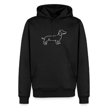 Conception à ligne unique - Teckel - Sweat à capuche Premium bio Homme - noir - Devant - Nico (187cm)