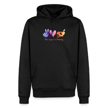 Peace, Love Pharmacy - Pharmazie Pharmakant - Männer Premium Bio Hoodie - Schwarz - Vorne - Nico (187cm)