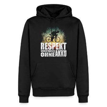 Respekt ohne Akku Gravel MTB Rennrad Velo Fahrrad - Männer Premium Bio Hoodie - Schwarz - Vorne - Nico (187cm)