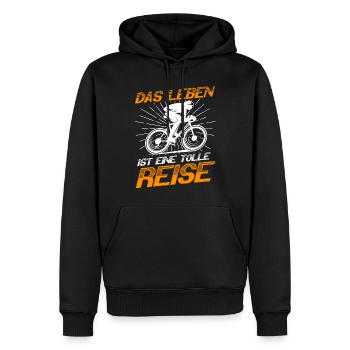das leben ist eine tolle reise - Männer Premium Bio Hoodie - Schwarz - Vorne - Nico (187cm)