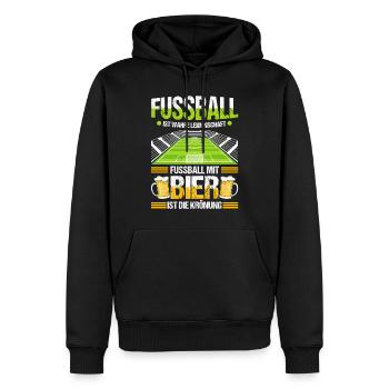 FUSSBALL MIT BIER IST DIE KRÖNUNG - Männer Premium Bio Hoodie - Schwarz - Vorne - Nico (187cm)