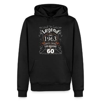 Birthday 1963 Birthday Present - Legendary - Men’s Premium Organic Hoodie - black - Front - Nico (187cm)
