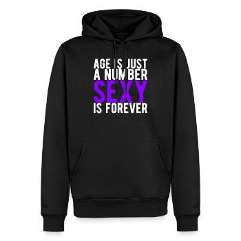Alter ist eine Zahl Sexy ist für immer Lustige Idee - Männer Premium Bio Hoodie - Schwarz - Vorne - Nico (187cm)