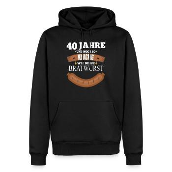 40 Jahre - Bratwurst lustig - 40. Geburtstag - Männer Premium Bio Hoodie - Schwarz - Vorne - Nico (187cm)