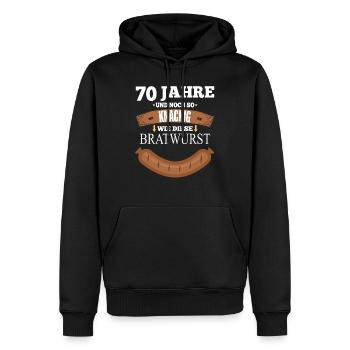 70 Jahre Bratwurst - 70.Geburtstag 1953 - Männer Premium Bio Hoodie - Schwarz - Vorne - Nico (187cm)