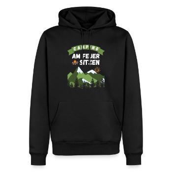 Camping am Feuer sitzen - Design - Männer Premium Bio Hoodie - Schwarz - Vorne - Nico (187cm)