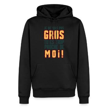Je ne suis pas gros, tu es trop proche de moi ! - Sweat à capuche Premium bio Homme - noir - Devant - Nico (187cm)