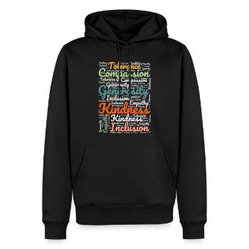Weltfreundlichkeitstag - Journée mondiale de la gentillesse - Sweat à capuche Premium bio Homme - noir - Devant - Nico (187cm)