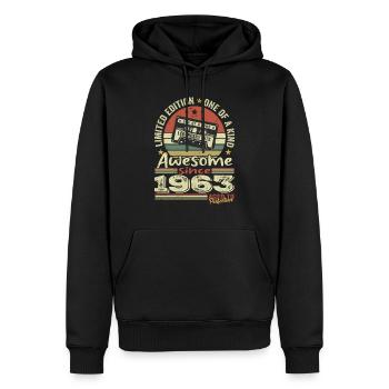 Jahrgang 1963 Original Retro Jubiläumsgeschenk - Männer Premium Bio Hoodie - Schwarz - Vorne - Nico (187cm)