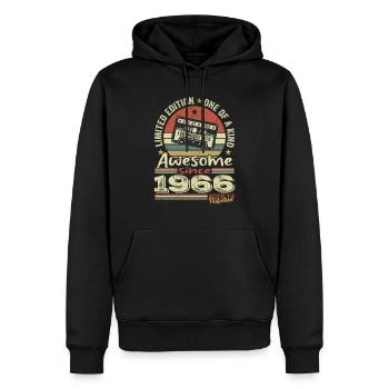 Jahrgang 1966 Original Retro Jubiläumsgeschenk - Männer Premium Bio Hoodie - Schwarz - Vorne - Nico (187cm)
