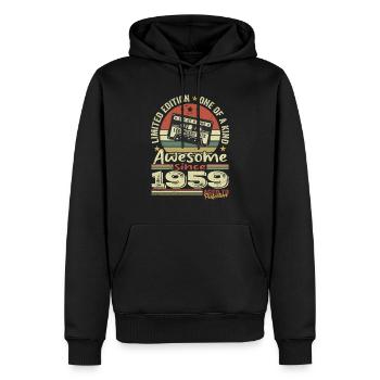 Jahrgang 1959 Original Retro Jubiläumsgeschenk - Männer Premium Bio Hoodie - Schwarz - Vorne - Nico (187cm)