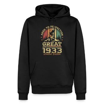Jahrgang 1933 Geburtstag - 1933 Retro Geschenkidee - Männer Premium Bio Hoodie - Schwarz - Vorne - Nico (187cm)