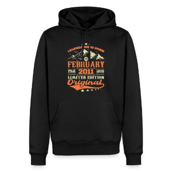 13-Jähriger geboren im Februar 2011 Geburtstagsgeschenk - Männer Premium Bio Hoodie - Schwarz - Vorne - Nico (187cm)
