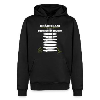 Bräutigam Polterer Junggesellenabschied Aufgaben - Männer Premium Bio Hoodie - Schwarz - Vorne - Nico (187cm)