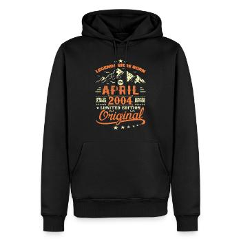April 2004 Geburtstagsgeschenk 2004 April Legends - Männer Premium Bio Hoodie - Schwarz - Vorne - Nico (187cm)