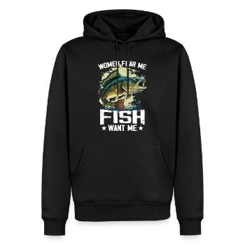 Women Fear Me Fish Want Me Funny Fishing - Sweat à capuche Premium bio Homme - noir - Devant - Nico (187cm)