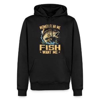Women Fear Me Fish Want Me Funny Fishing - Sweat à capuche Premium bio Homme - noir - Devant - Nico (187cm)
