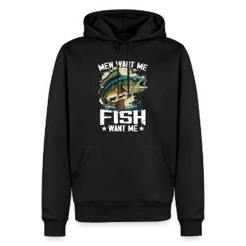 Männer wollen mich Fisch Angst mich T-Shirts Angeln - Männer Premium Bio Hoodie - Schwarz - Vorne - Nico (187cm)