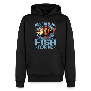Männer wollen mich Fisch Angst mich T-Shirts Angeln - Männer Premium Bio Hoodie - Schwarz - Vorne - Nico (187cm)