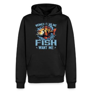 Women Fear Me Fish Want Me Funny Fishing - Sweat à capuche Premium bio Homme - noir - Devant - Nico (187cm)