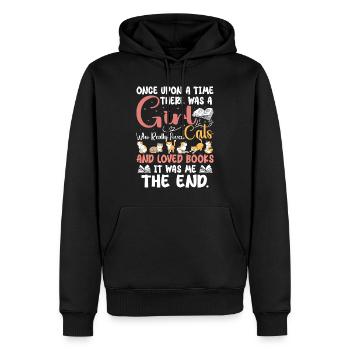 Ein Mädchen, das Katzen und Bücher liebte - Männer Premium Bio Hoodie - Schwarz - Vorne - Nico (187cm)