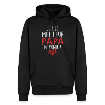 Miglior papà - Ho il miglior papà del mondo - Felpa con cappuccio ecologica premium da uomo - nero - Fronte - Nico (187cm)