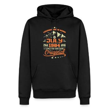 Juillet 1984 Cadeau D’anniversaire Juillet 1984 - Sweat à capuche Premium bio Homme - noir - Devant - Nico (187cm)